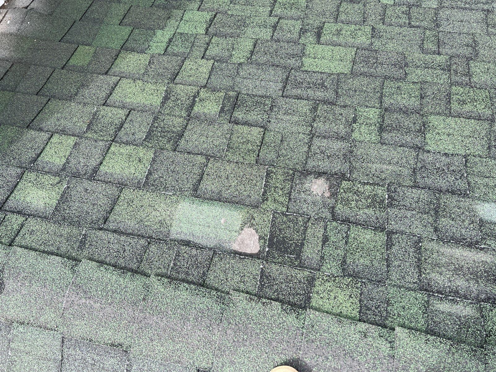 Worn shingles losing their granules
