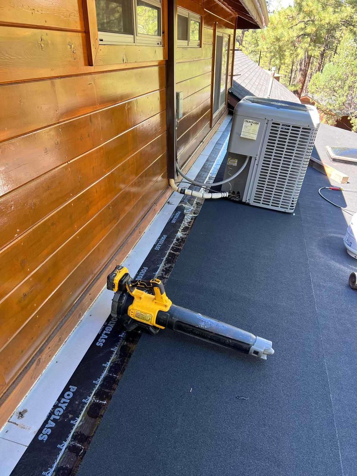 Heat welder on a newly installed flat roof