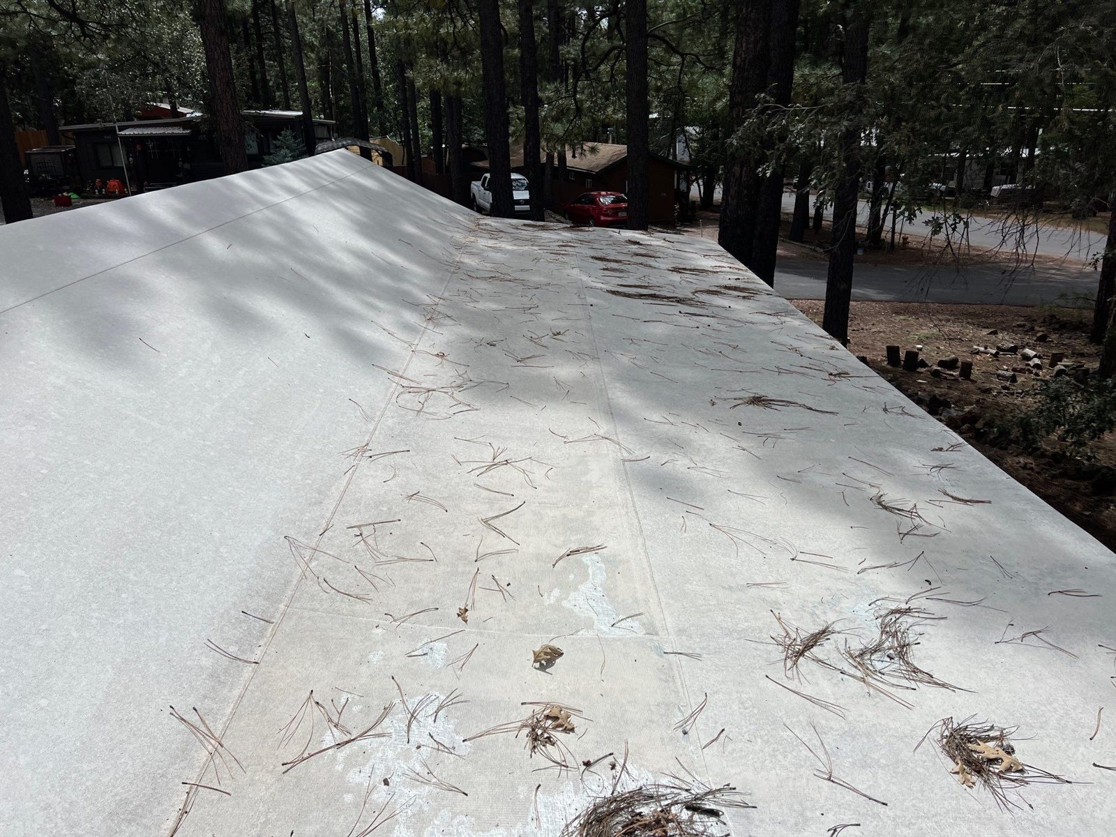 Overview of a damaged flat roof